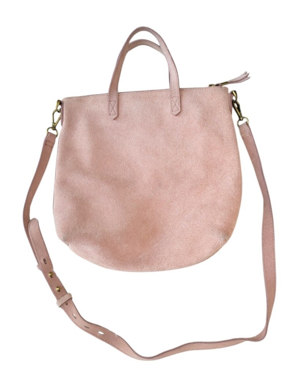 Madewell Zip-Top Transport Crossbody Blush Nubuck Suede Leather Purse